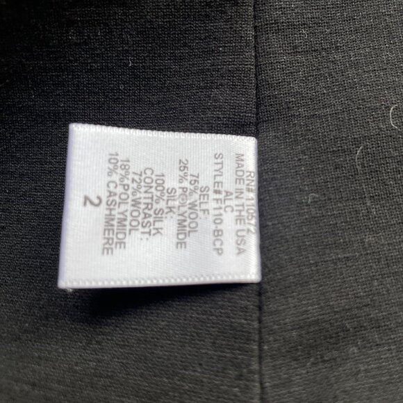 A.L.C. ALC Black and Gray wool/cashmere/silk blend biker jacket Size 2. - Picture 6 of 7